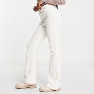 & Other Stories Los Angeles Atelier Cream Ribbed Wide-Leg Minimalist Pants SZ 4